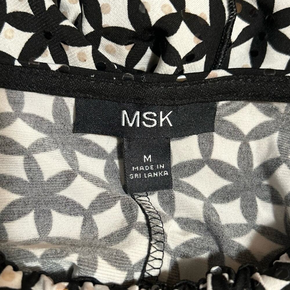 MSK Women's Black White Clear Sequin Layered Ruffle Sleeveless Dress Size M - Picture 3 of 7